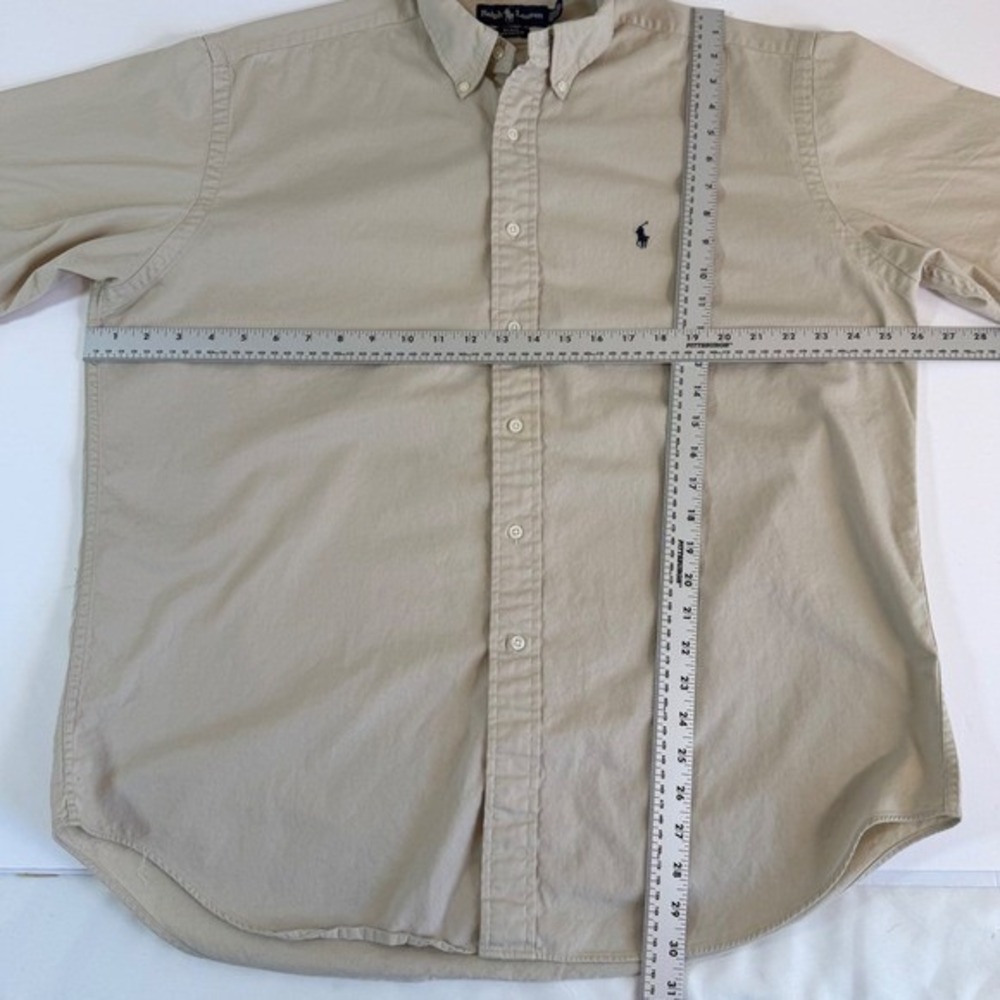 Ralph Lauren Polo Blake Mens Large Khaki Short Sleeve Button Down Shirt Cotton - Picture 3 of 5